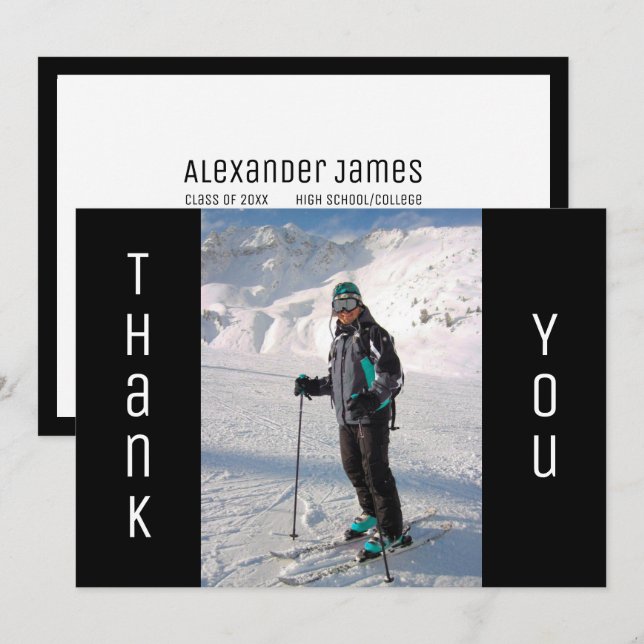 Abschluss Vielen Dank, Ihr herzliches Schwarz-Weiß Ankündigung (Vorne/Hinten)