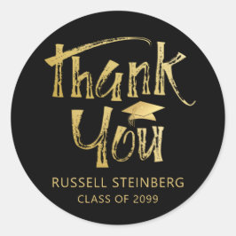 Abschluss Vielen Dank Imitats Gold Pinselspitze Ca Runder Aufkleber