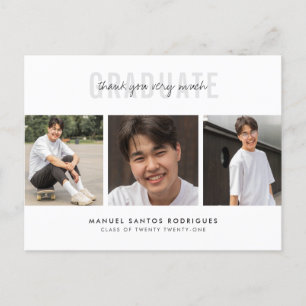 Abschluss Vielen Dank Minimalistisch 3 FotoCollage Postkarte