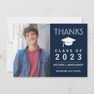 Abschluss Vielen Dank, Modernes Foto Blue Dankeskarte