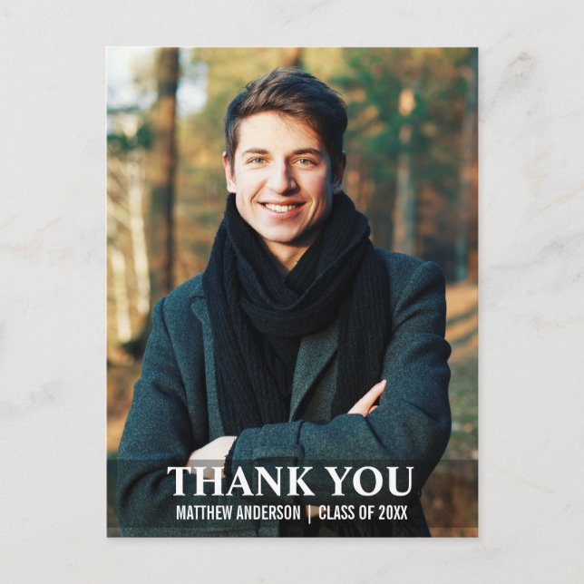 Abschluss Vielen Dank Modernes Foto Postcard L W Postkarte (Vorderseite)