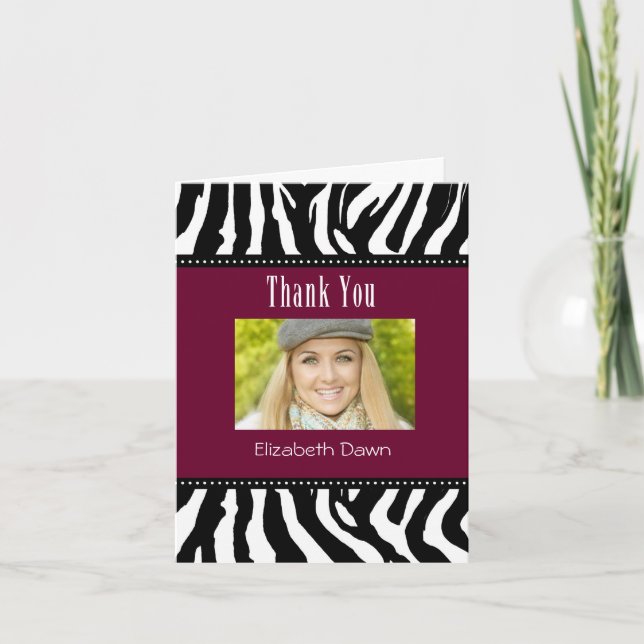 Abschluss Vielen Dank, Zebra Fotokarte Dankeskarte (Vorderseite)