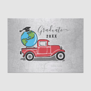 Abschluss Vintag Truck Grad Cap World Globe Seidenpapier