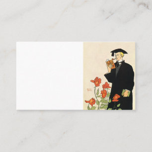 Abschluss Vintage, Absolvent liest ein Buch Telefonnummerkarte