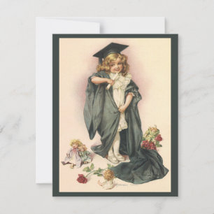 Abschluss Vintage, Mädchen mit Abschlussmütze und 
