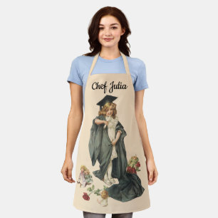 Abschluss Vintage, Mädchen mit Abschlussmütze und  Schürze