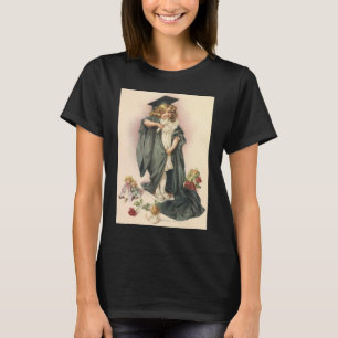 Abschluss Vintage, Mädchen mit Abschlussmütze und T-Shirt