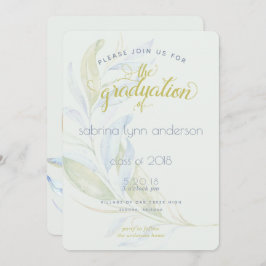 Abschluss Watercolor Moderne Boho Leafy Branchen Einladung