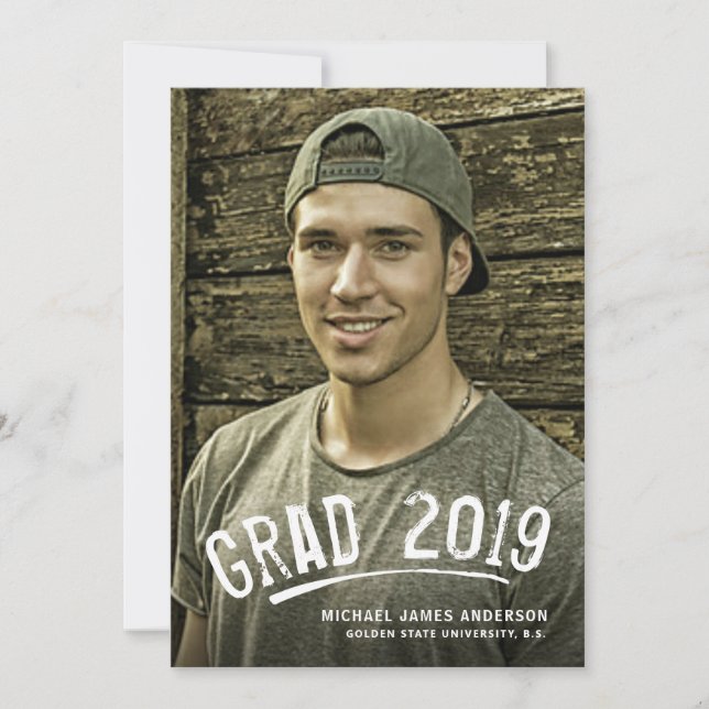 Abschluss White Grunge Foto Ankündigung (Vorderseite)