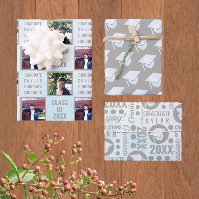 Abschluss White Opal Trendy Assortiment Foto Geschenkpapier Set (Von Creator hochgeladen)