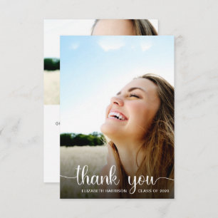 Abschluss White Script Foto Overlay Dankeskarte