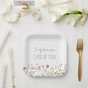 Abschluss Wildblume Boho Chic Grad Moderne Pappteller