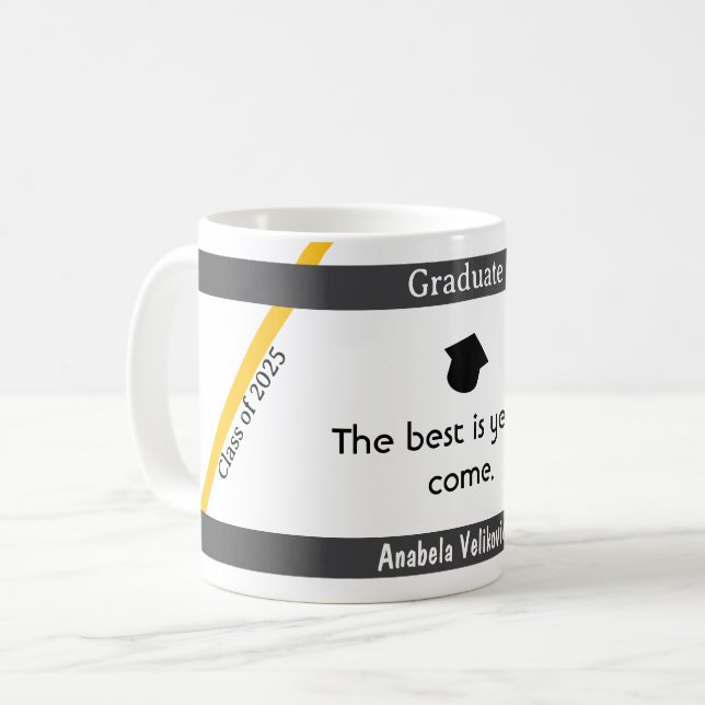 Abschluss Zitat 5 Tasse Kaffee (Vorderseite Links)