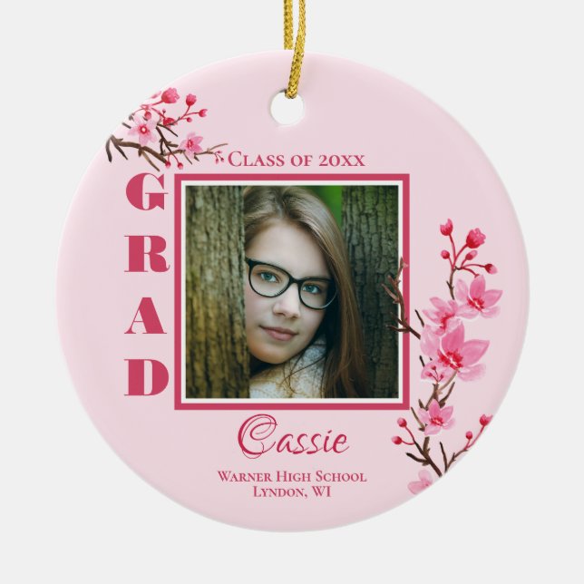 Abschluss zum Gedenken an die rosa Kirsche Keramik Ornament (Vorne)