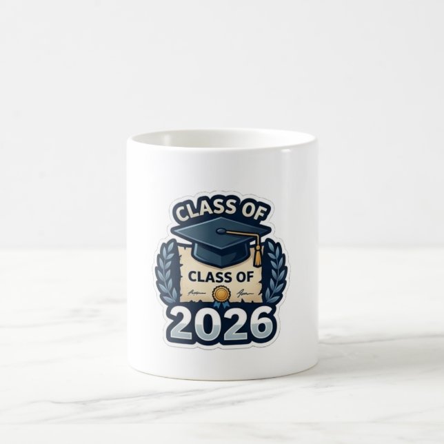 Abschlussabzeichen der Klasse 2026 - Moderne Pixel Kaffeetasse (Mittel)