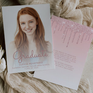 Abschlussankündigung 2026 Foto Rosa Glitter Einladung
