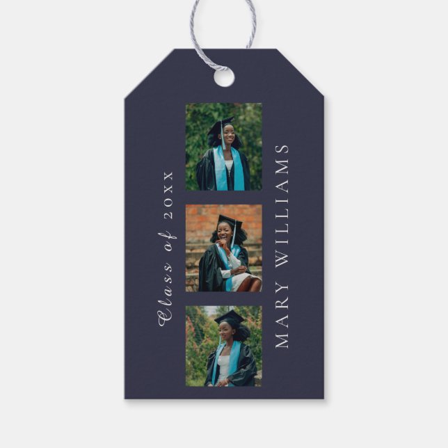 Abschlussankündigung Anpassbare Fotos & Text Geschenkanhänger (Vorderseite)