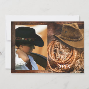 Abschlussankündigung im Western-Stil mit Hut und L Einladung
