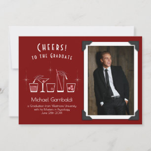 Abschlussankündigung Kappe und Cocktail Bordeaux Einladung