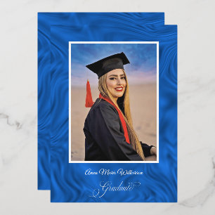 Abschlussanzeige der Blue Satin High School Folien Feiertagskarte
