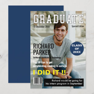 Abschlussanzeige im Stil eines Magazins Einladung