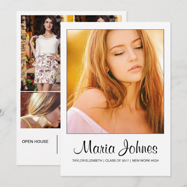 Abschlussanzeigen-Kartenvorlage Einladung (Vorne/Hinten)