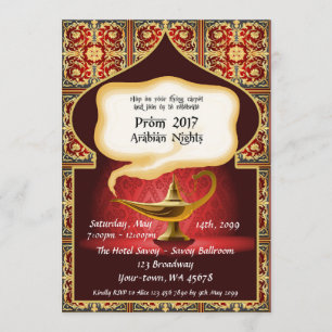 Abschlussball Älter-Junior-, arabisch, Rot u. Einladung