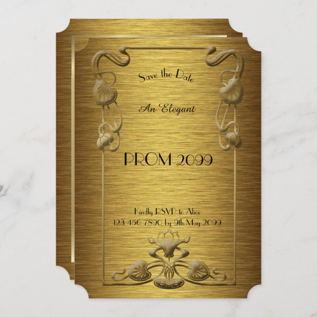 Abschlussball Älter-Junior, Gold des Goldx, mit Einladung (Vorne/Hinten)