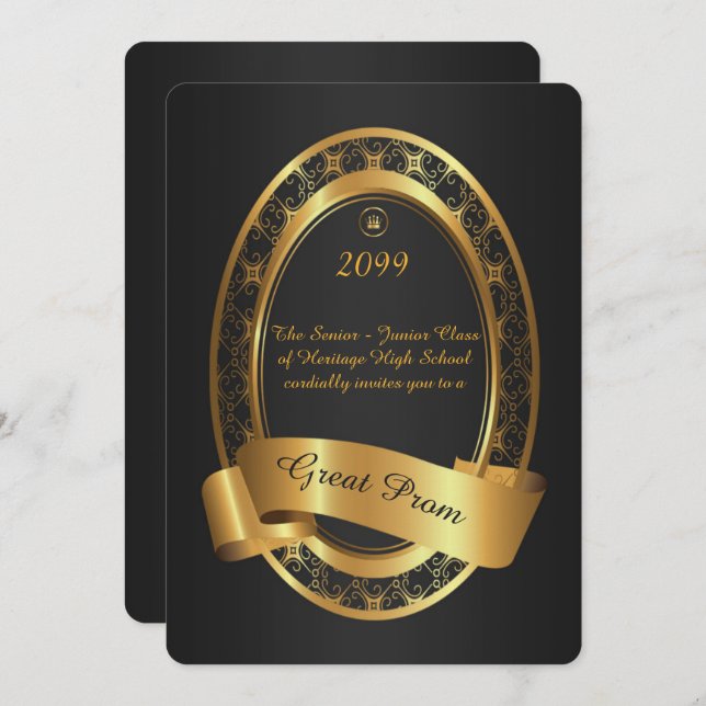 Abschlussball Älter-Junior, großer Abschlussball, Einladung (Vorne/Hinten)