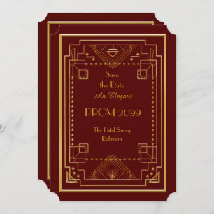 Abschlussball Älter-Junior, rotes Gold Einladung