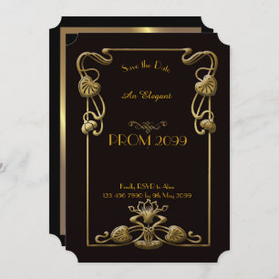 Abschlussball Älter-Junior, schwarzes Gold Einladung