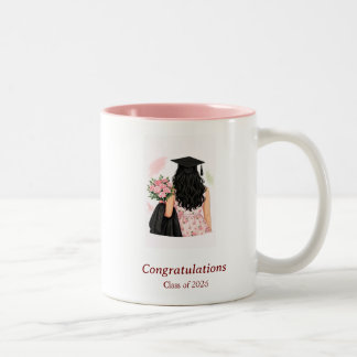 Abschlussbecher mit Blumenmotiv für die Abschlussk Zweifarbige Tasse