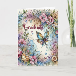 Abschlussblumen der achten Klasse & Schmetterling Karte