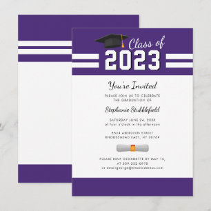 Abschlussfeier 2026 Party Einfach Lila Einladung