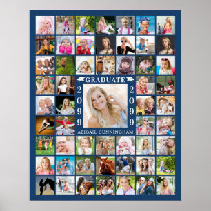 Abschlussfeier 55 Foto-Collage Blau oder nach Wuns Poster