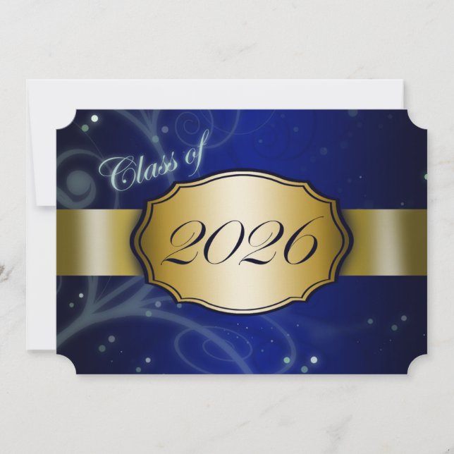 Abschlussfeier Blue and Gold 2026 Einladung (Vorderseite)