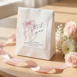 Abschlussfeier Danke Rosa Schleife Quadratischer Aufkleber