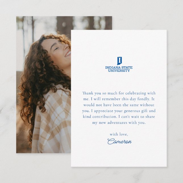 Abschlussfeier der Indiana State University Dankeskarte (Vorne/Hinten)