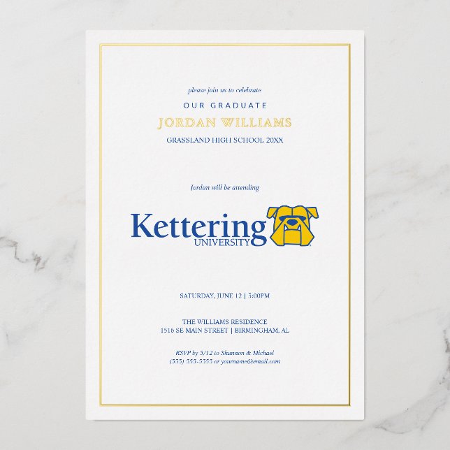 Abschlussfeier der Kettering University Folieneinladung (Vorderseite)