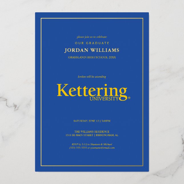 Abschlussfeier der Kettering University Folieneinladung (Vorderseite)