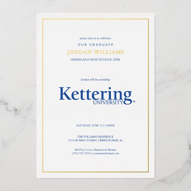 Abschlussfeier der Kettering University Folieneinladung (Vorderseite)