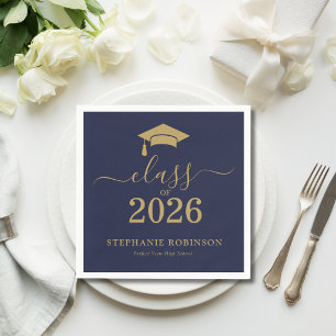 Abschlussfeier der Klasse 2026 in Navy Blau und Go Serviette