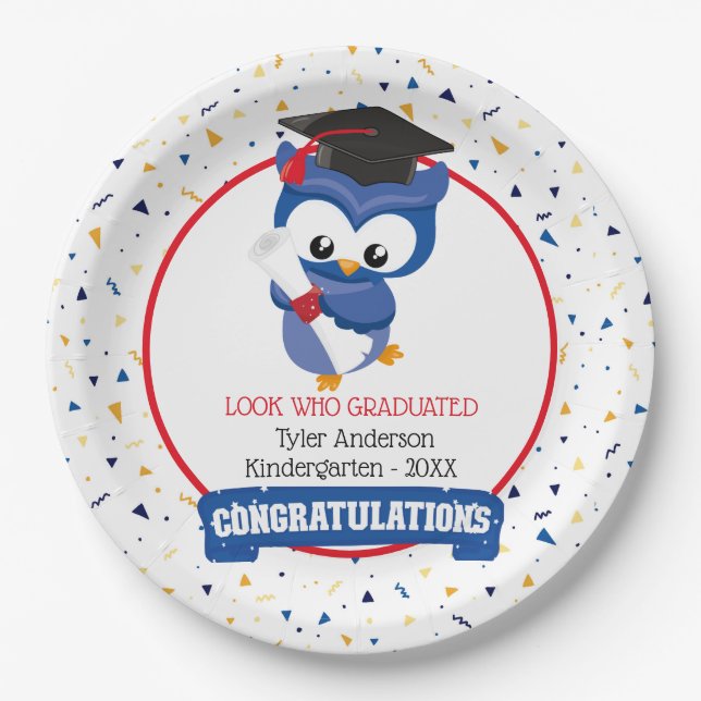 Abschlussfeier des Blue Owl Kindergartens Pappteller (Vorderseite)