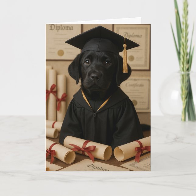 Abschlussfeier eines schwarzen Labrador Retrievers Karte (Vorderseite)