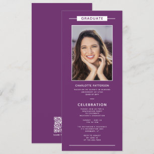 Abschlussfeier Einfach Modern Foto QR Code Einladung