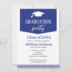 Abschlussfeier-Einladung retro Blau Abschlussfeier Einladung