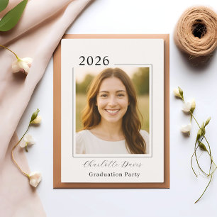 Abschlussfeier-Foto Klasse 2026 beige Einladung