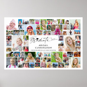 Abschlussfeier-Fotocollage-Dekoration mit 64 Fotos Poster