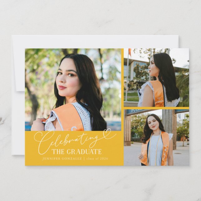 Abschlussfeier Gelb Multi Foto Ankündigung (Vorderseite)