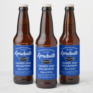 Abschlussfeier Gratulation Moderne königsblaue Wei Bierflaschenetikett